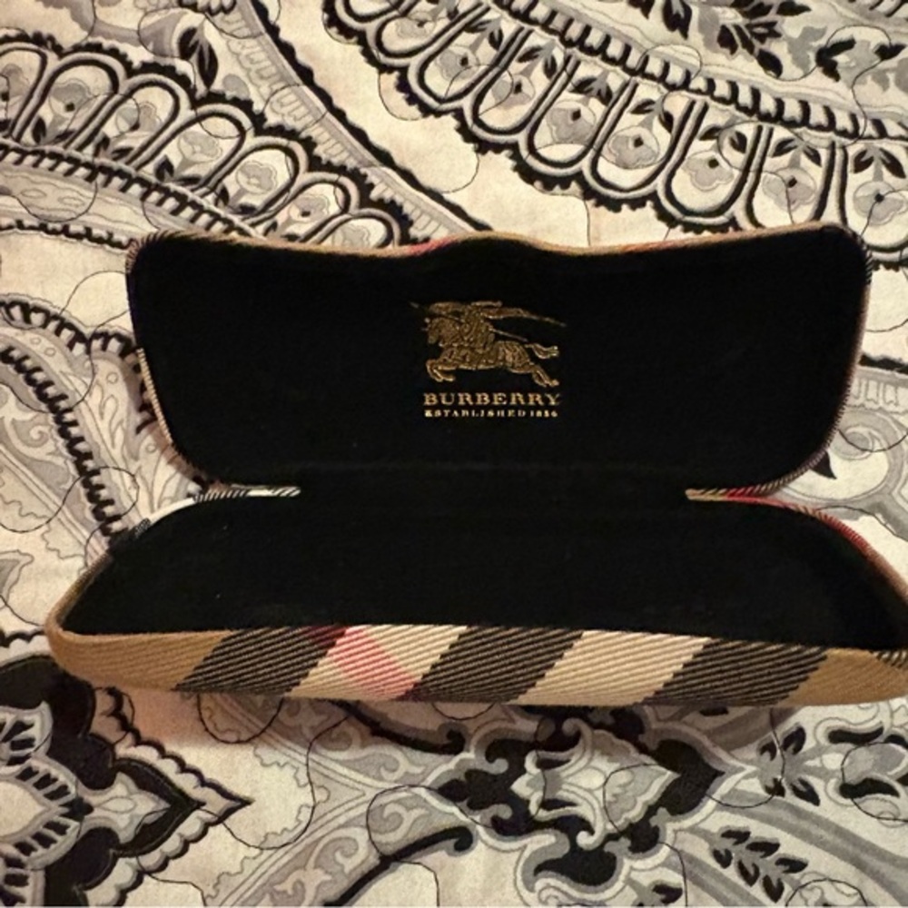 Burberry Black and Tan Checkered Glasses Case